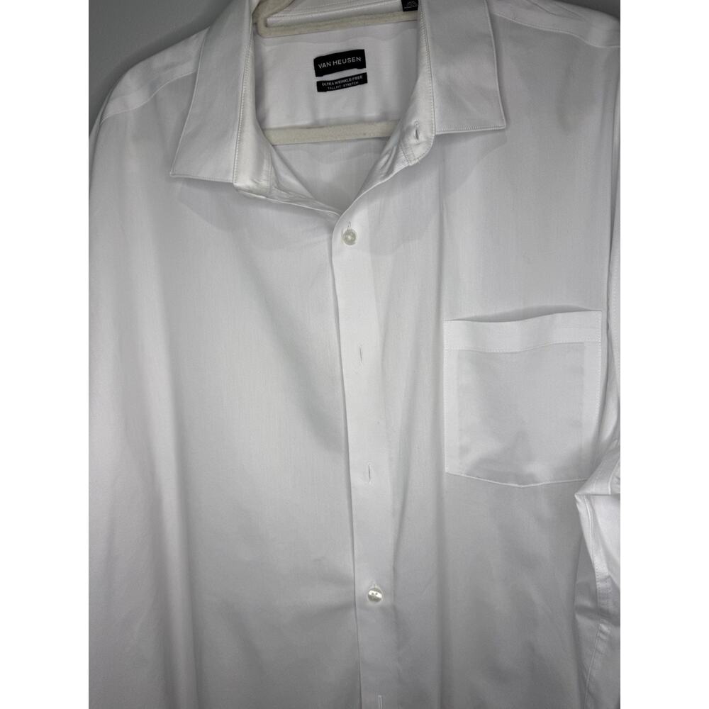 Van Heusen Stretch White Solid Button Up Dress Shirt Tall Fit 18.5 35/36 - Picture 4 of 11